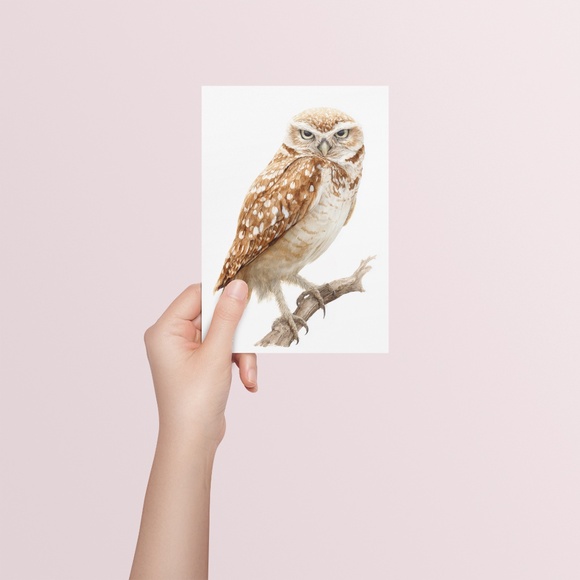 Watercolor Burrowing Owl Portrait Wall Art Print Poster, Unframed - Charming - Picture 5 of 6